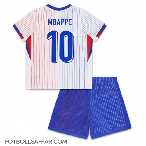 Frankrike Kylian Mbappe #10 Bortadräkt Barn EM 2024 Kortärmad (+ Korta byxor)